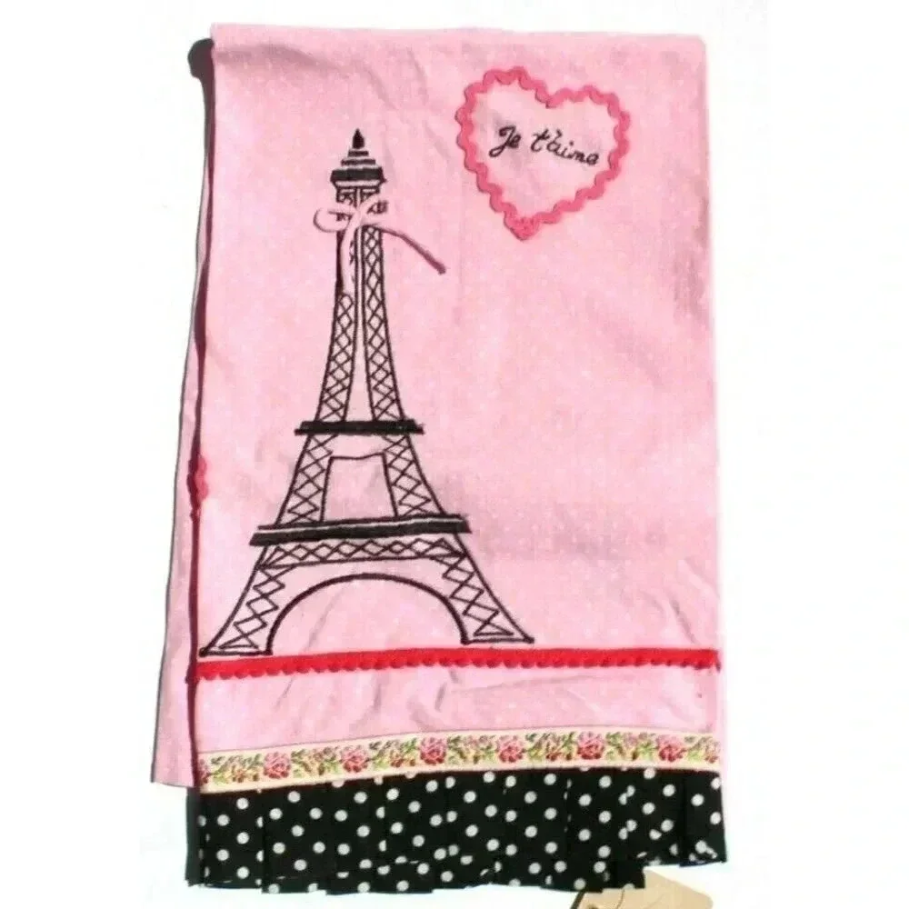 NEW Girly Pink Paris Poodle Sur La Table Kitchen Towel Eiffel Tower